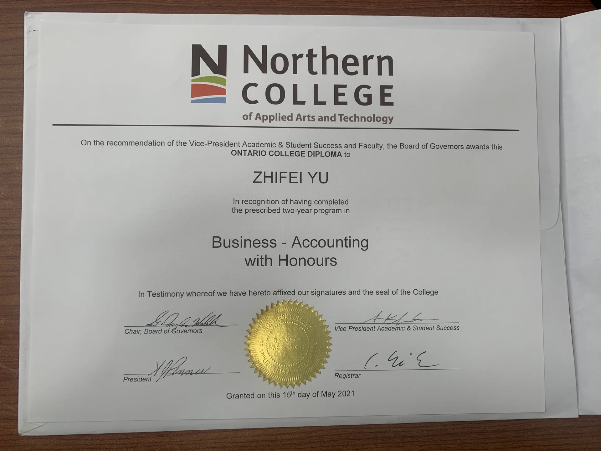 Northern college fake diploma degree certificate transcript