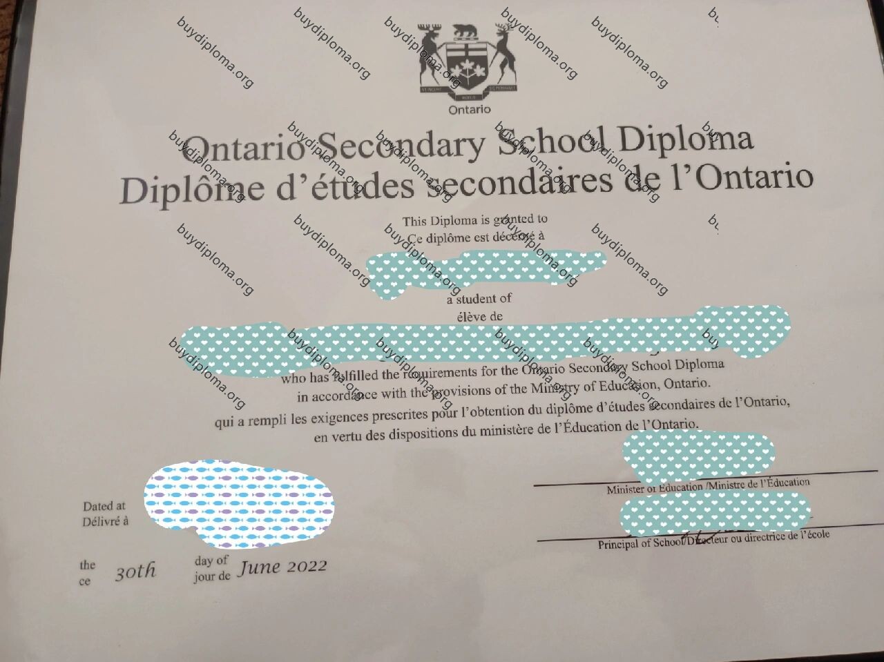 Ontario secondary school diploma(OSSD)fake diploma-online maker