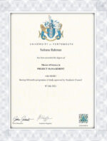 Diploma falso certificado de la Universidad de Portsmouth (UoP)