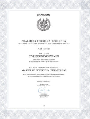 Chalmers University of Technology(Chalmers)fake bachelors degree