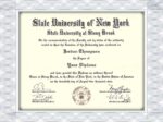 The State University of New York at Stony Brook (SBU) novelty diplomas