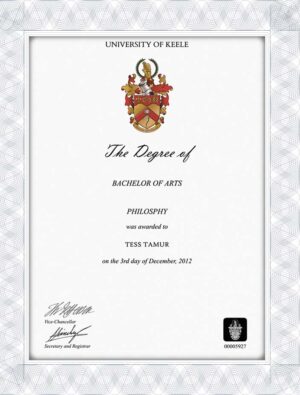 Keele University fake diploma samples