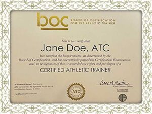 Certified Athletic trainer ATC fake certificate for job