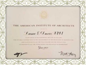 Certificado falso de becario del Instituto Americano de Arquitectos