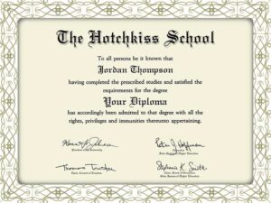 Hotchkiss School fake novelty diplomas and transcripts