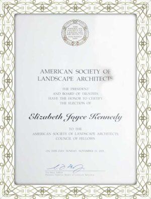 Fake-Zertifikat der Amerikanischen Gesellschaft für Landschaftsarchitekten (American Society of Landscape Architects Fellow)