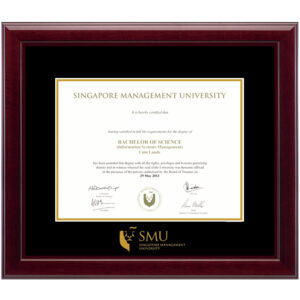 SMU (Singapore Management University) diploma/degree frame solid wood customization