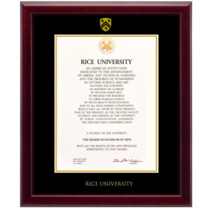 Rice(Rice University) diploma/degree frame solid wood customization
