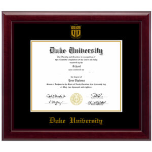 Marco para diplomas/títulos Duke (Universidad de Duke) de madera maciza personalizado