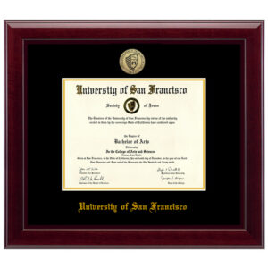 Marco para diploma/título USF (Universidad de San Francisco) de madera maciza personalizado