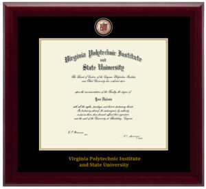 VT(Virginia Polytechnic Institute and State University ) diploma/degree frame solid wood customization