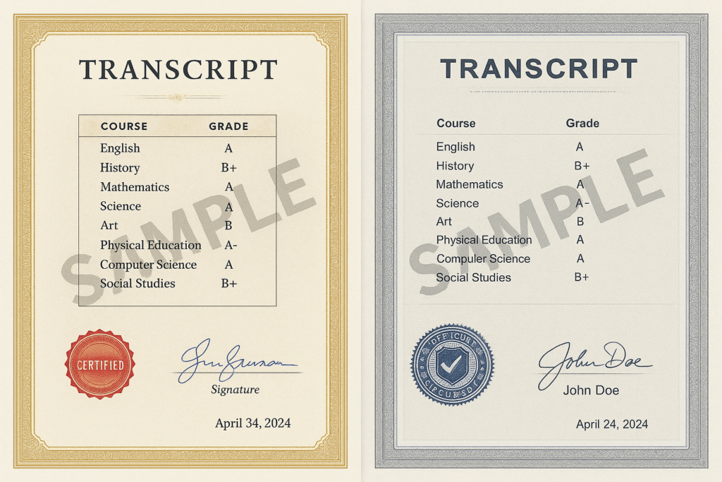 Fake Academic Transcript